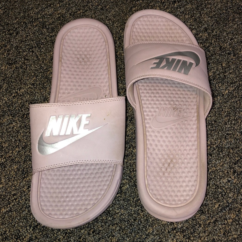 Pink nike slides